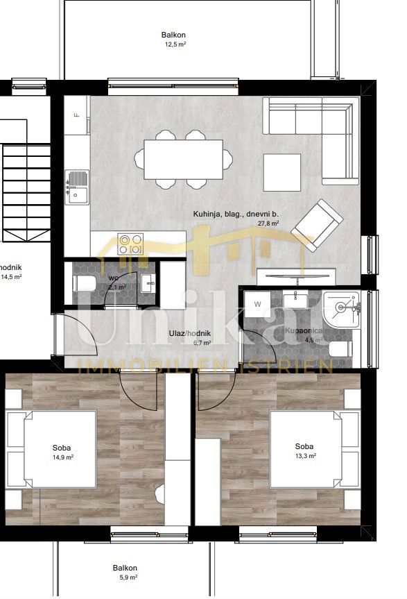 Dvosobno stanovanje (2S+DB) v bližini Poreča